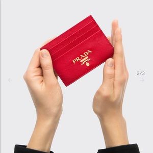 Prada Red Saffiano Leather Card Holder